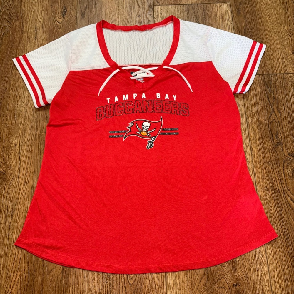 NFL Team Apparel Tampa Bay Buccaneers Lace Up Jersey Womens 2XL Top Red White